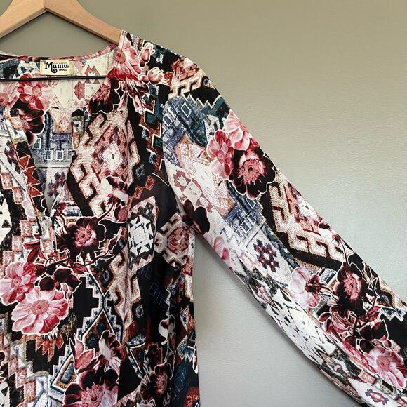 Show Me Your Mumu Jamie Tunic Mini Babydoll Dress Small Girl Tribe Mixed Printn - Picture 12 of 16